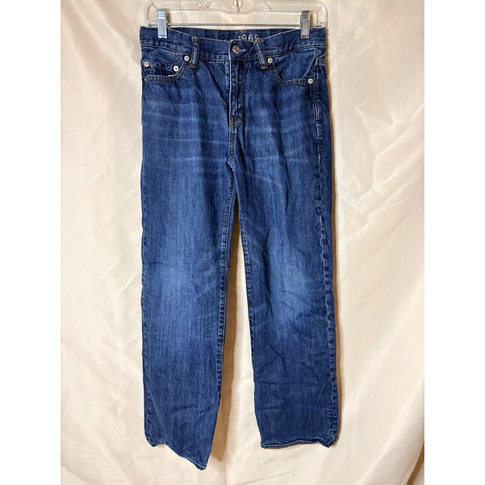 GapKids 1969 Original Flannel Lined Jeans Husky 14 Medium Wash Plaid Denim